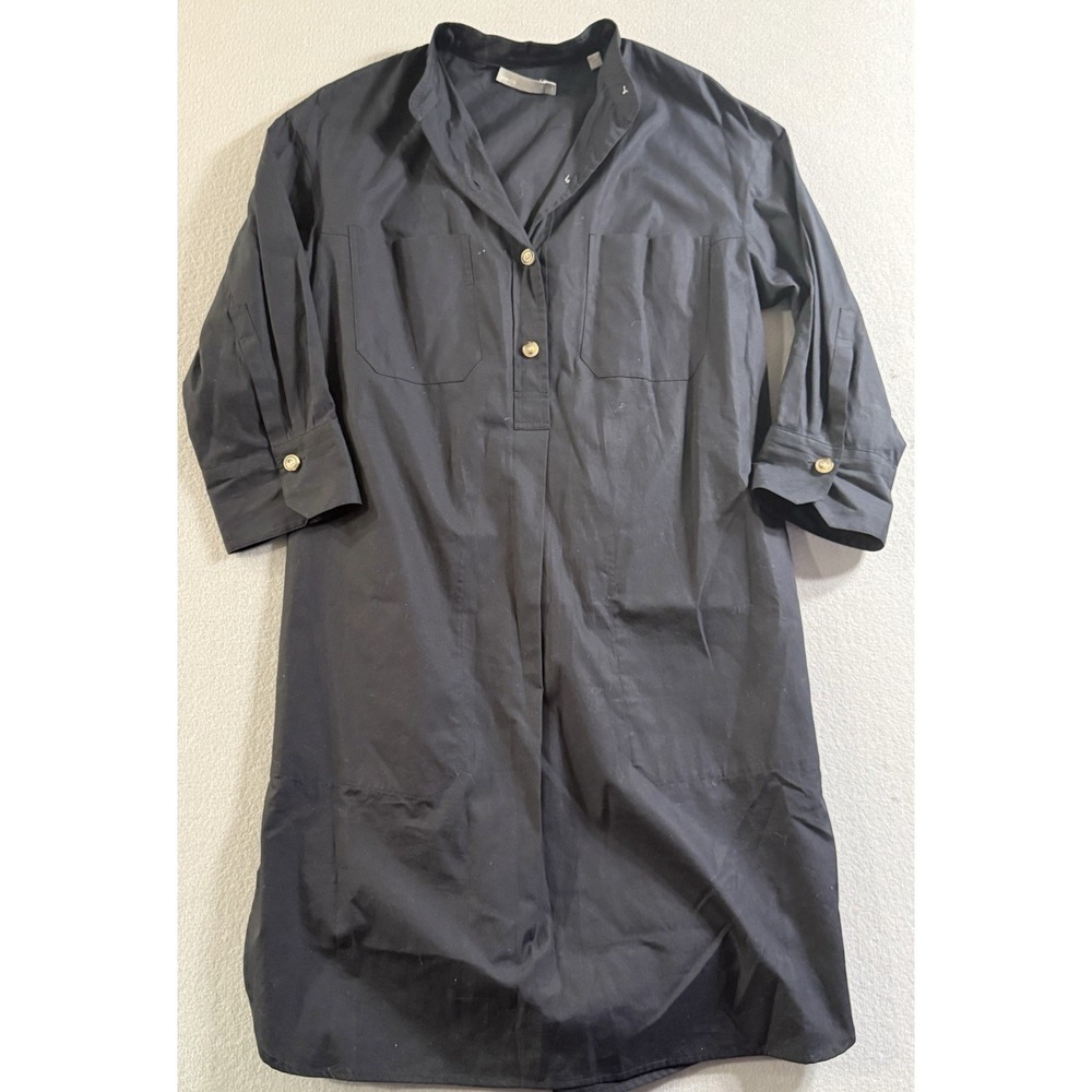 Vince cotton tunic Utility black Shirt dress size XS Oversized Pockets